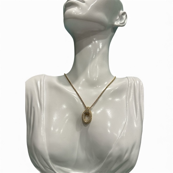 CHRISTIAN DIOR Vintage Oval Crystal Gold Plated Necklace - Picture 2 of 15